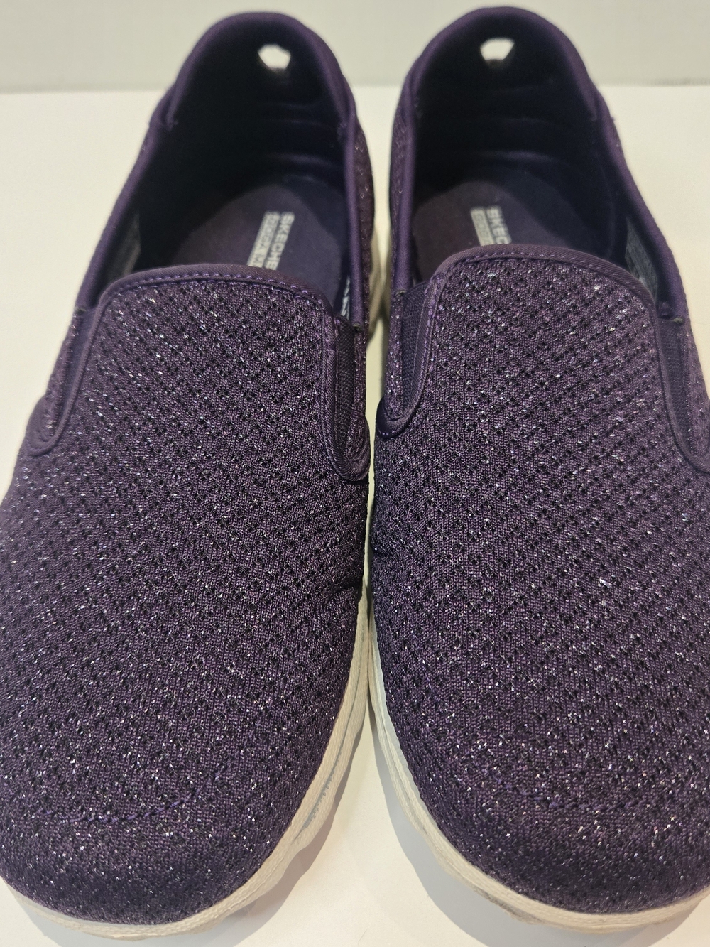 Skechers Go Walk Goga Mat Slip-On Sneakers in Deep Sparkly Purple - Picture 2 of 7